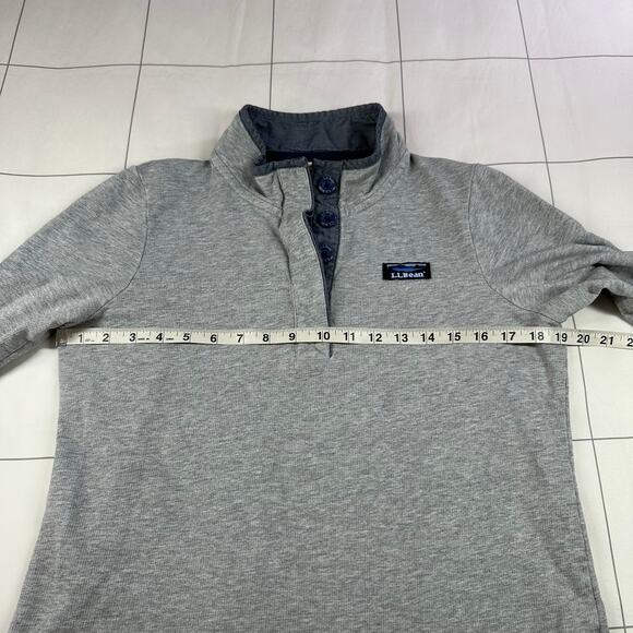 L.L.Bean Top Womens Small Gray Soft Cotton Rugby Logo Button Up Collared Preppy - Picture 7 of 8